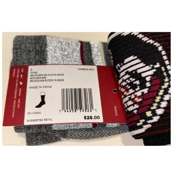 Nike Florida State Seminoles Crew Socks 2 Pair Men 8-12 W 10-13 Black Gray Logo - Picture 2 of 12